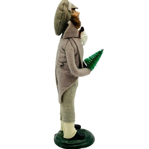 Byers Choice Man with Small Tree Tan Jacket Hat Checked Pants 1985 Bumpy Base - Picture 4 of 11